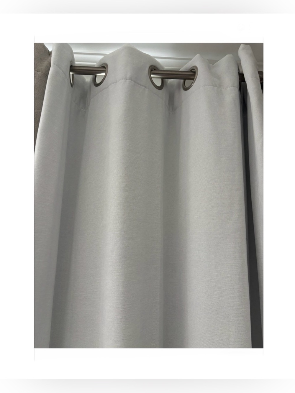 Cool-white 108” blackout curtains (2 panels)